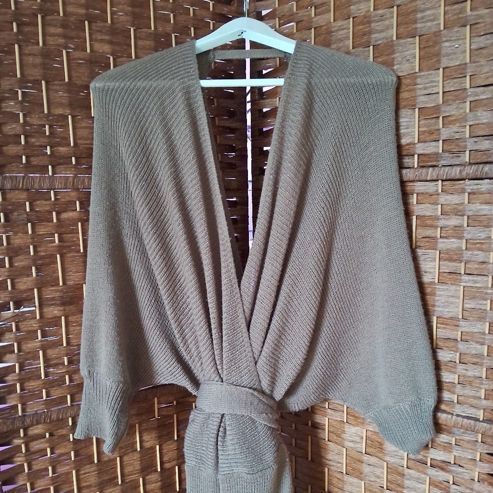 🌟 3/$30. Brown Knit Sweater with Tie Front